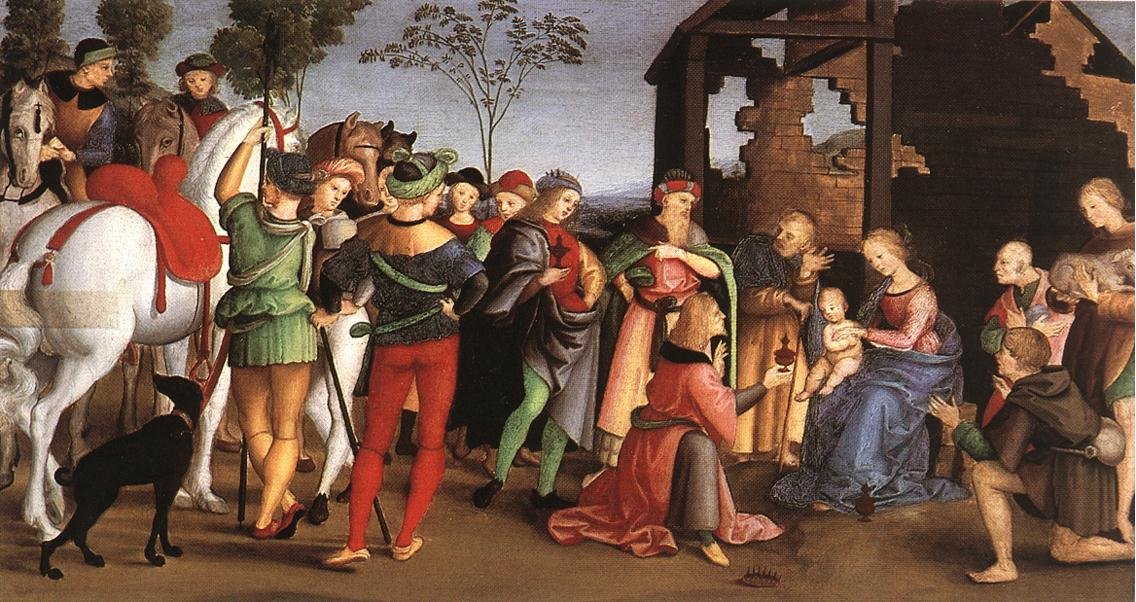 De aanbidding der wijzen door Raffaello Sanzio Raphael