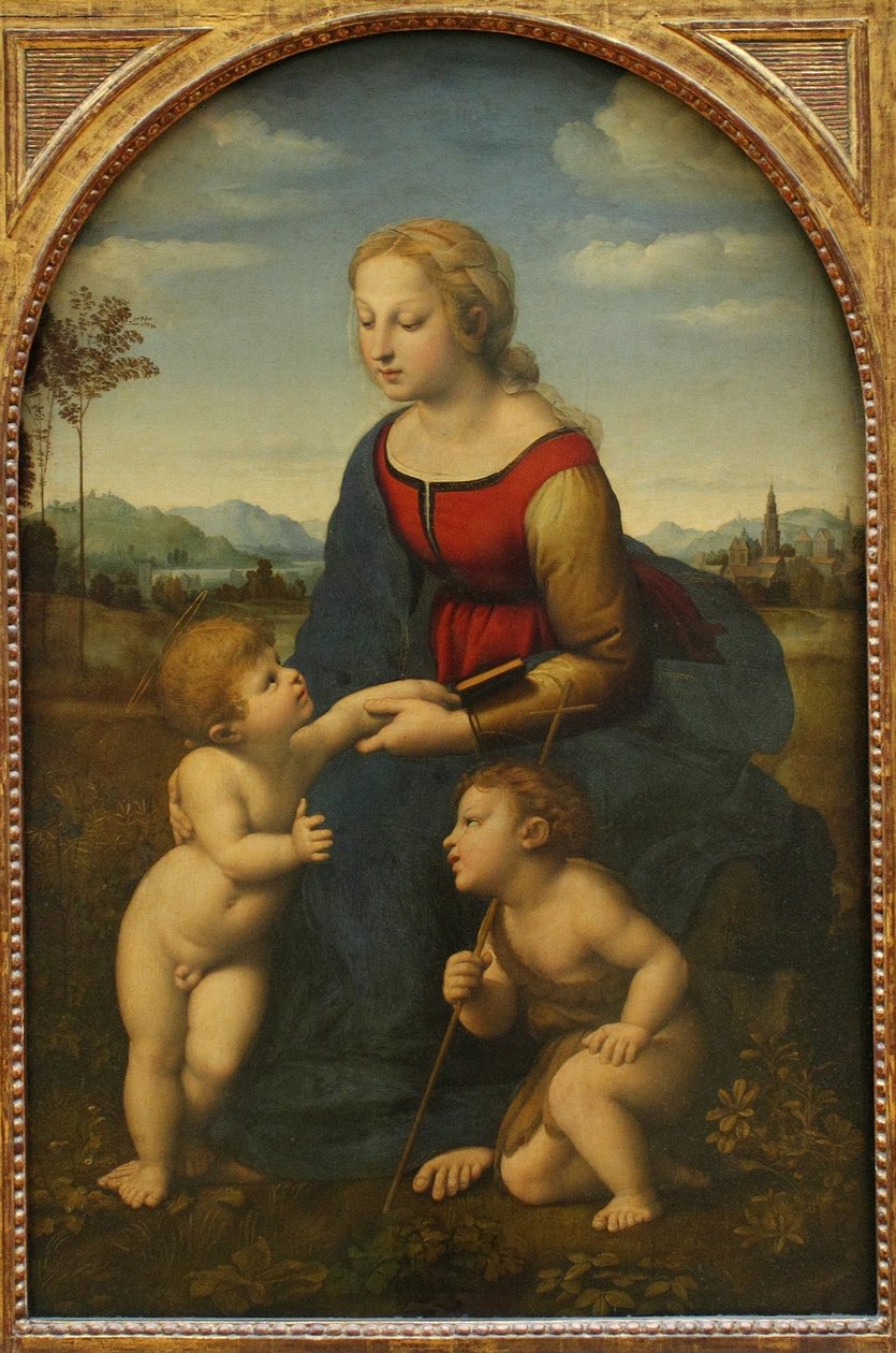Madonna en Kind met Sint Jan de Doper La belle jardinière door Raffaello Sanzio Raphael