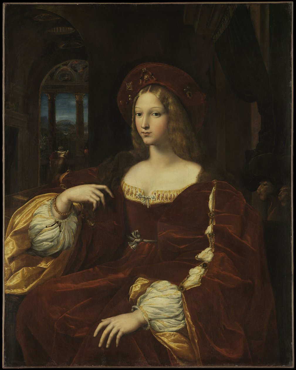 Portret van Dona Isabel de Requesens, vicekoningin van Napels 1500-1577, ca. 1518 door Raffaello Sanzio Raphael