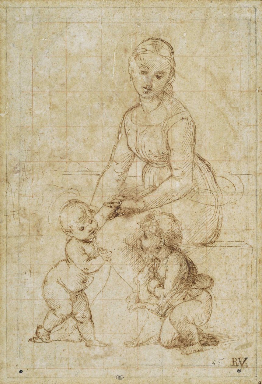 Studie voor La belle jardinière, ca. 1506-1507 door Raffaello Sanzio Raphael