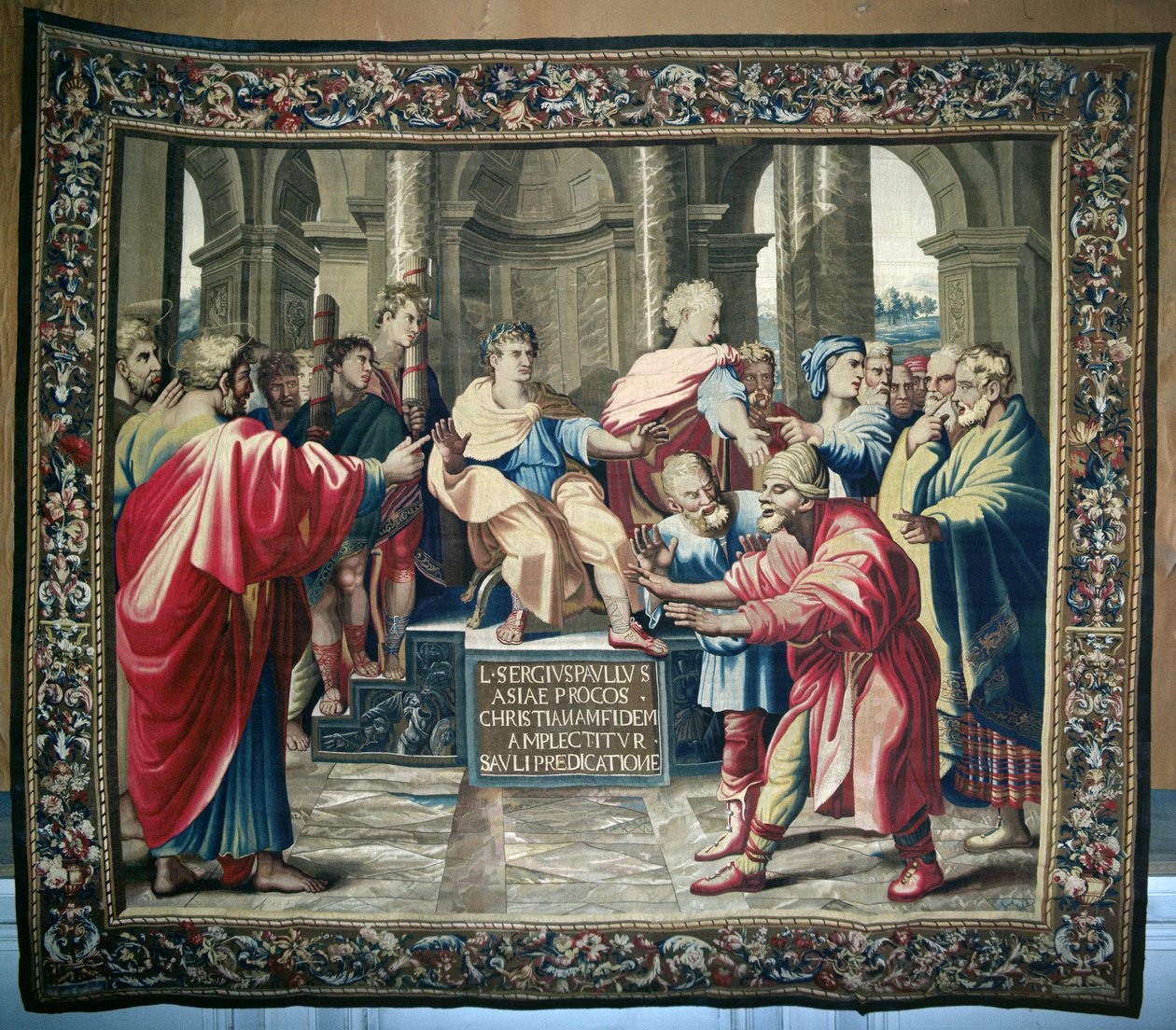 Wandtapijt met de Daden van de Apostelen. De Verblinding van Elymas, geweven in de Beauvais Werkplaats onder leiding van Philippe Behagle, 1695-98 door Raffaello Sanzio Raphael
