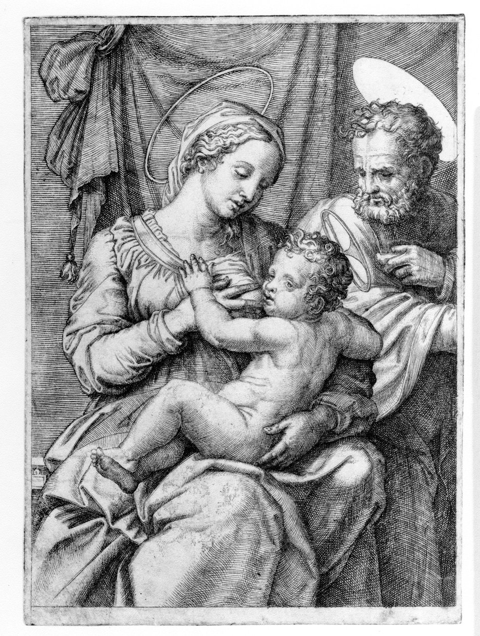 De Heilige Familie, gegraveerd door Marcantonio Raimondi, c.1515 door Raffaello Sanzio Raphael