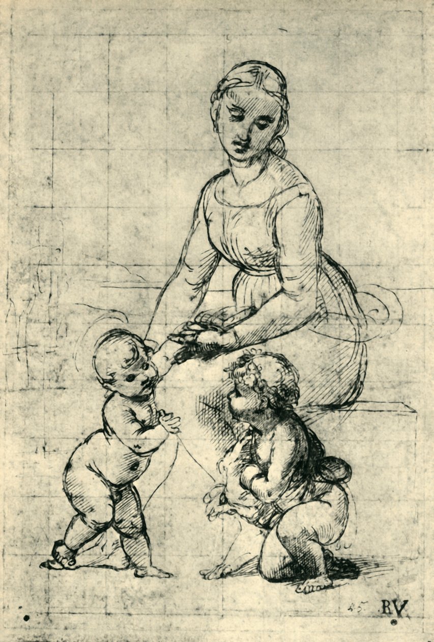 De Madonna, het Christuskind en St. Johannes, 1507 door Raffaello Sanzio Raphael