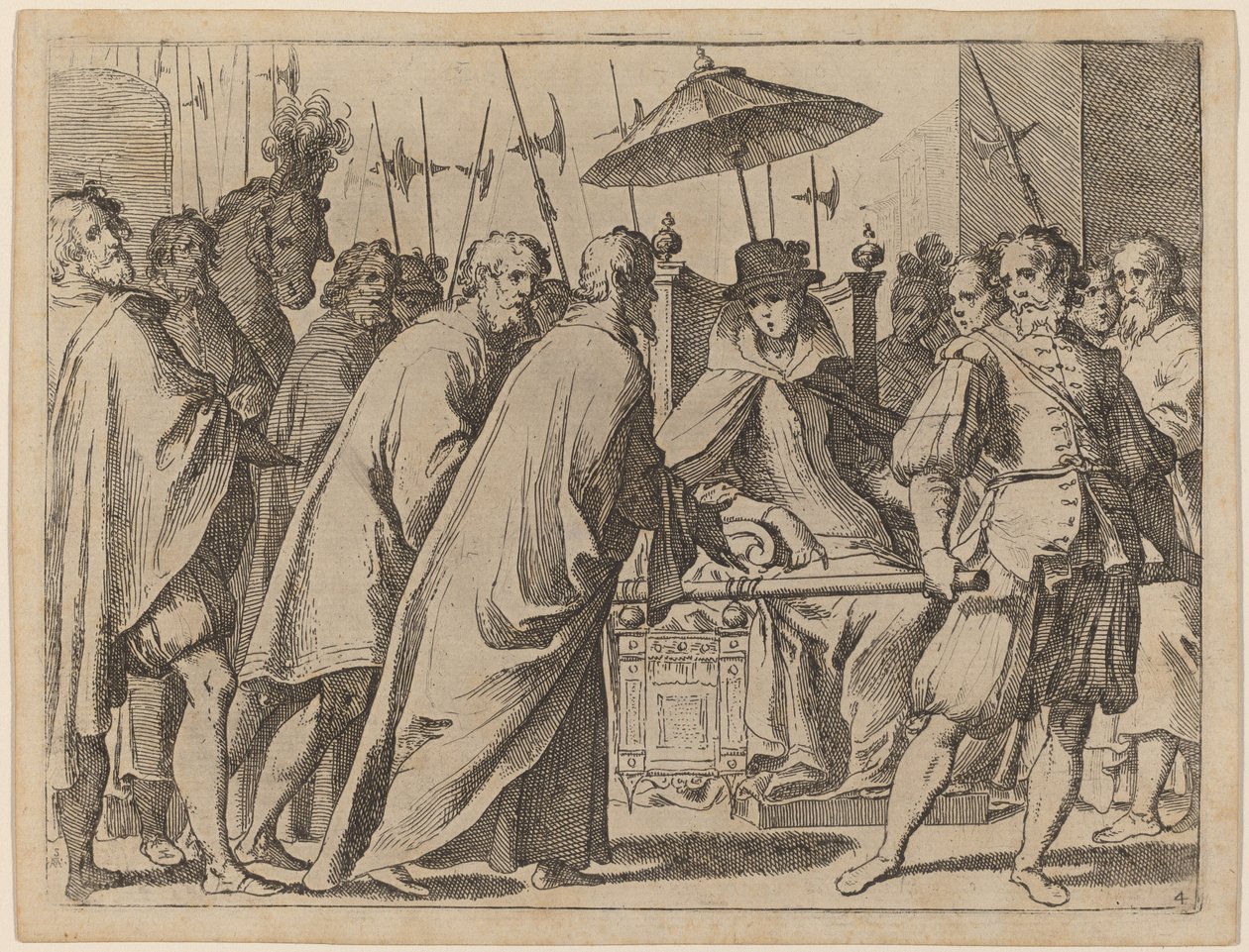 Margaretha van Oostenrijk in een Draagstoel door Raffaello Schiaminossi
