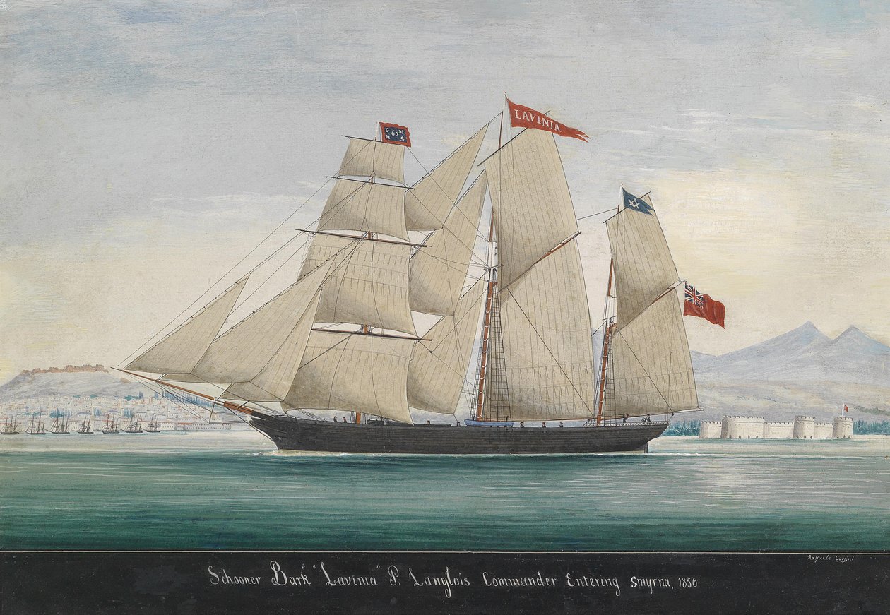 Schoener Bark Lavinia, P. Langlois Commandant, komt Smyrna binnen 1856 door Raffaelo Corsini