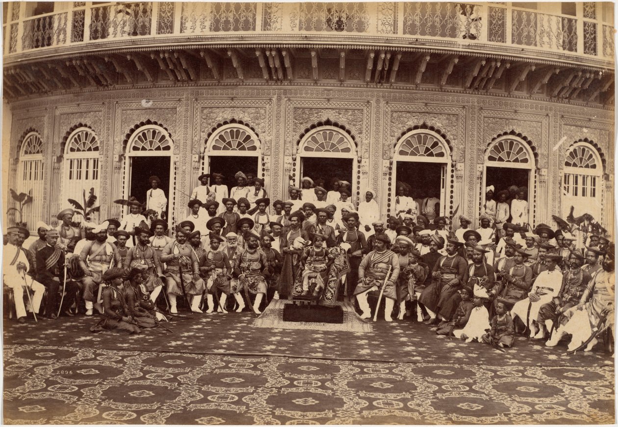 Maharadja Scindia, edelen en hoge ambtenaren, Gwalior door Raja Deen Dayal