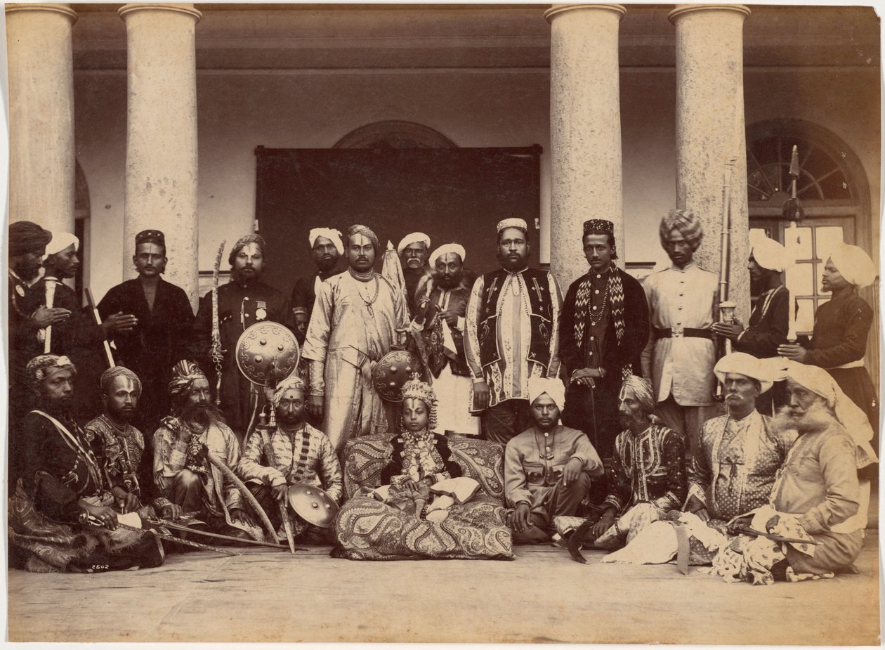 Maharadja van Rewa en sardars door Raja Deen Dayal