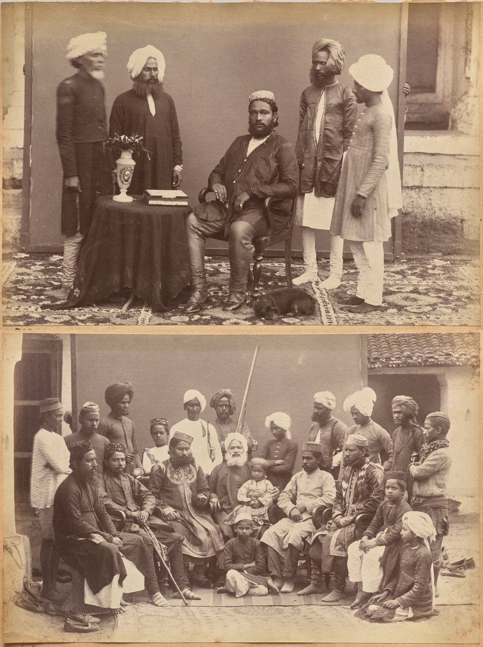 Ramkishore Singh, Rewa (recto, boven); familie van Mowhri Rahman Alli Khan, Rewa (recto, onder) door Raja Deen Dayal