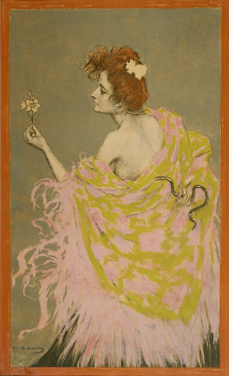 Origineel ontwerp voor de poster Sifilis door Ramon Casas i Carbo