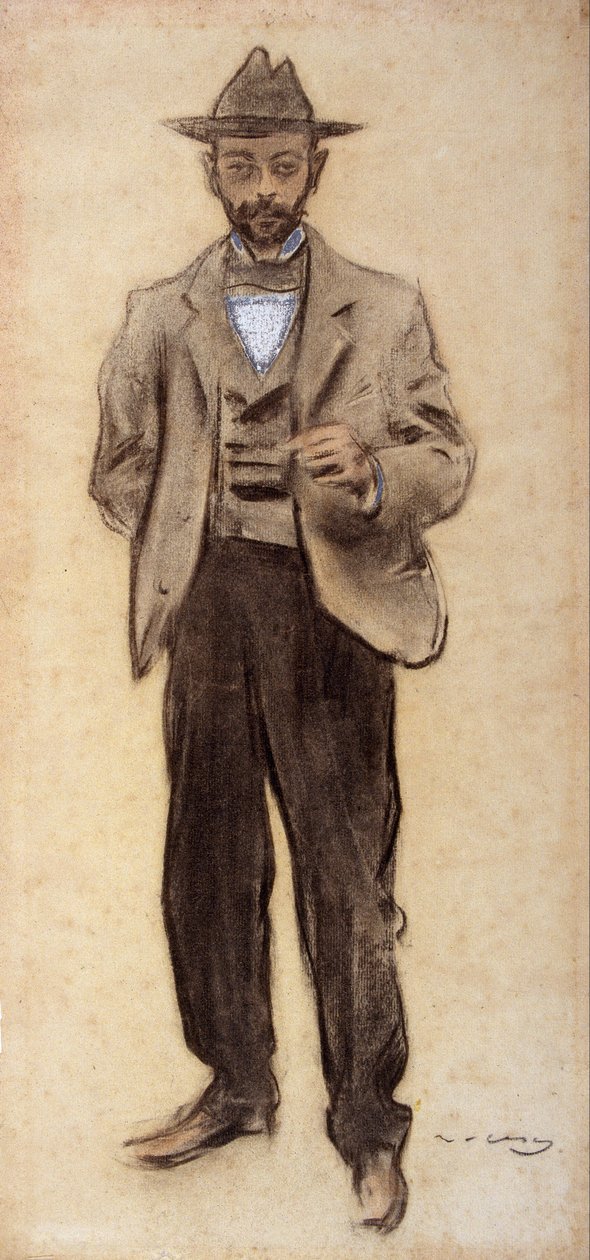 Portret van Manolo Hugué door Ramon Casas i Carbo