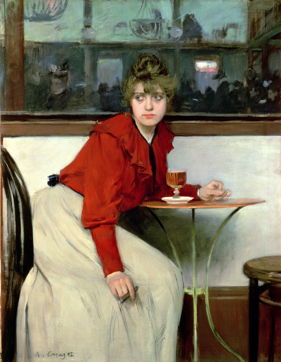Meisje in een Bar door Ramon Casas i Carbo