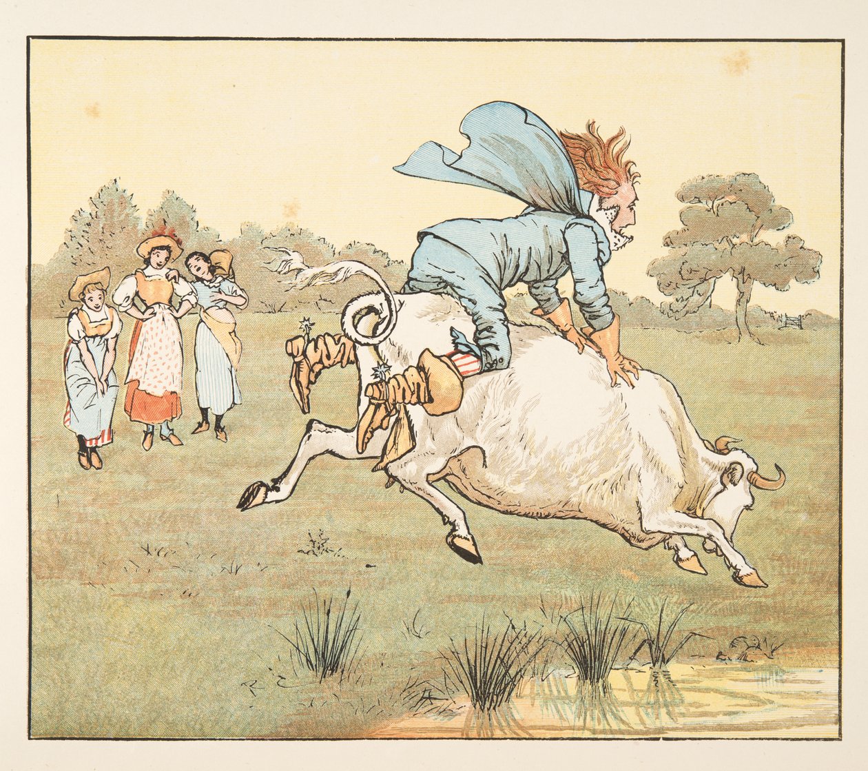 "Niemand heeft je iets gevraagd, meneer!" zei ze, uit The Hey Diddle Diddle Picture Book, pub.1882 door Randolph Caldecott