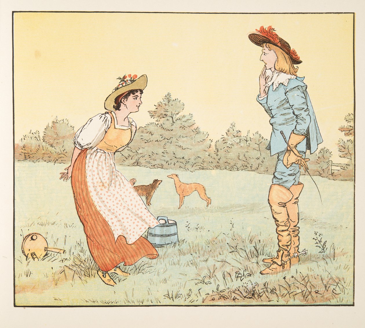 "Dan kan ik niet met je trouwen, mijn mooie meid!", uit The Hey Diddle Diddle Picture Book, pub.1882 door Randolph Caldecott