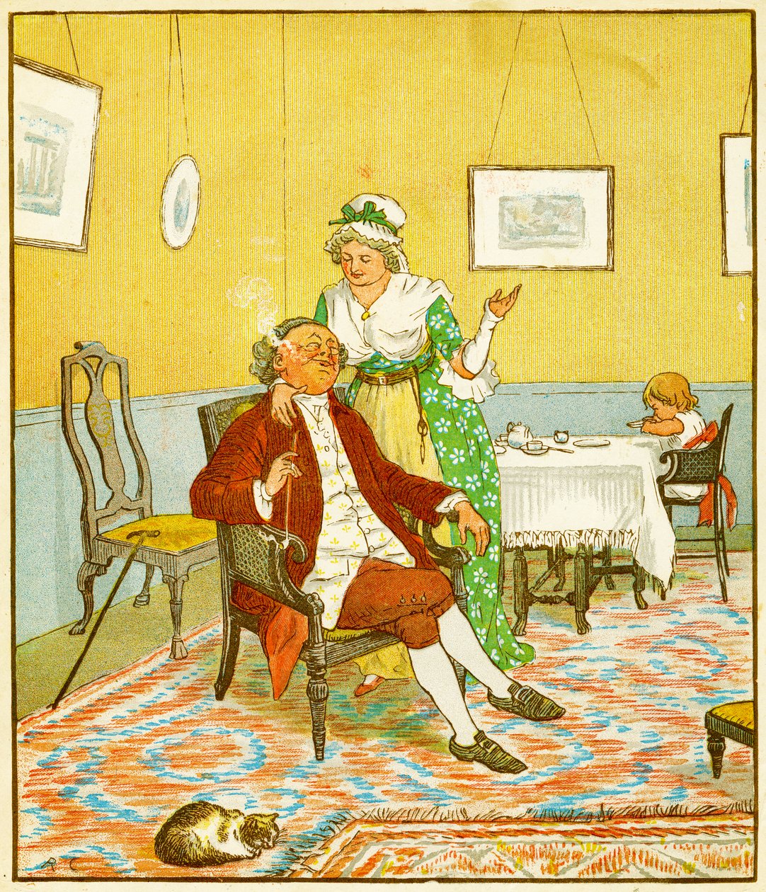 Frontispice, De vermakelijke geschiedenis van John Gilpin, 1878 door Randolph Caldecott