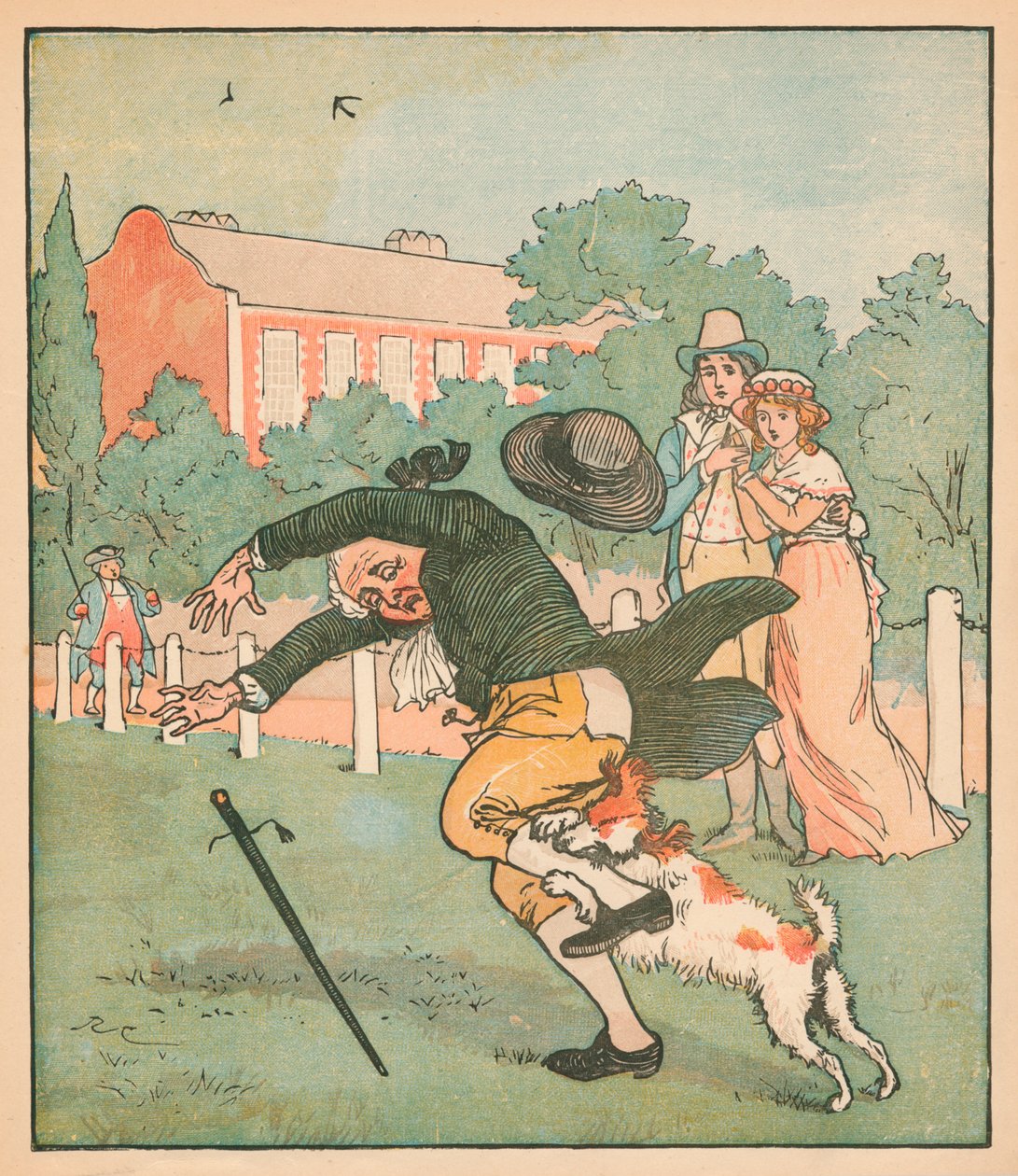 Goede man van Islington gebeten door de hond, ca. 1879 door Randolph Caldecott