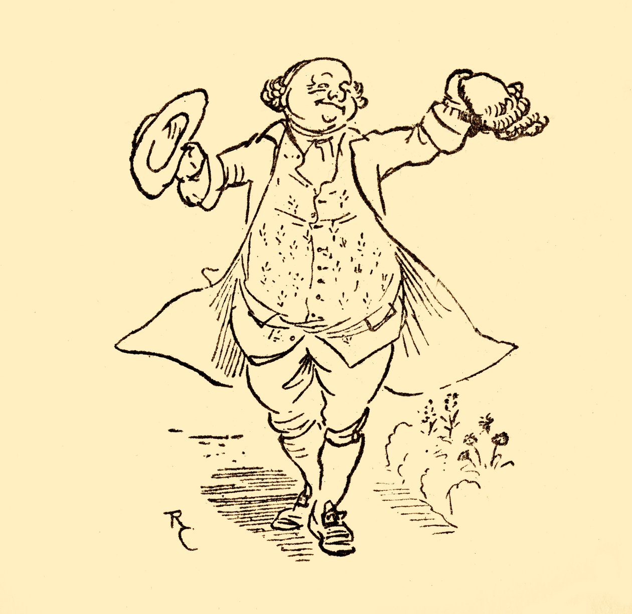 John Gilpins vriend leent hem een pruik en een hoed, 1878, ca. 1918 door Randolph Caldecott