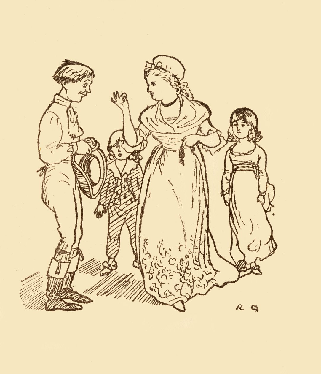Mevrouw Gilpin betaalt de postjongen om haar man te vinden, 1878, c1918 door Randolph Caldecott