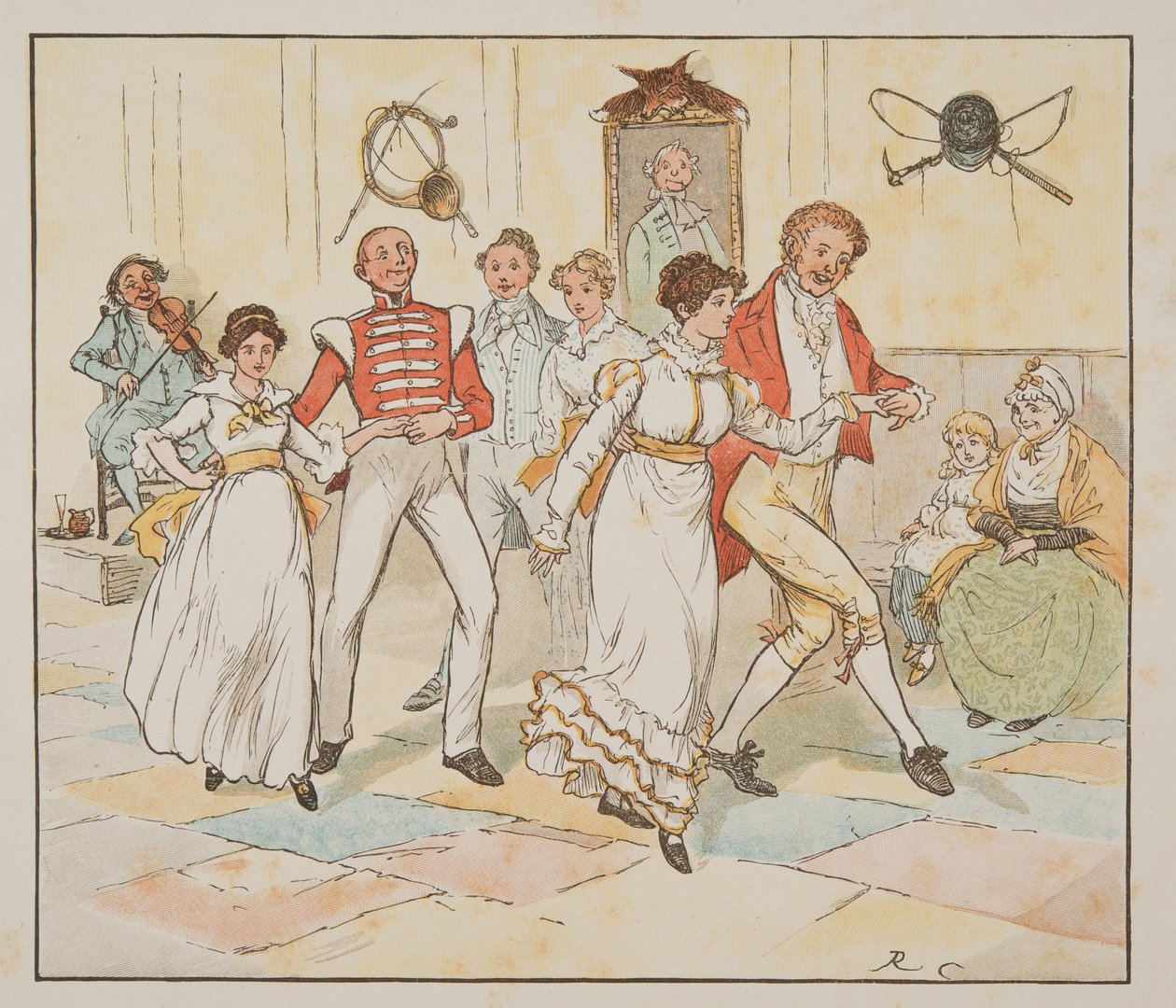De soldaat en zijn bruid, uit The Hey Diddle Diddle Picture Book door Randolph Caldecott