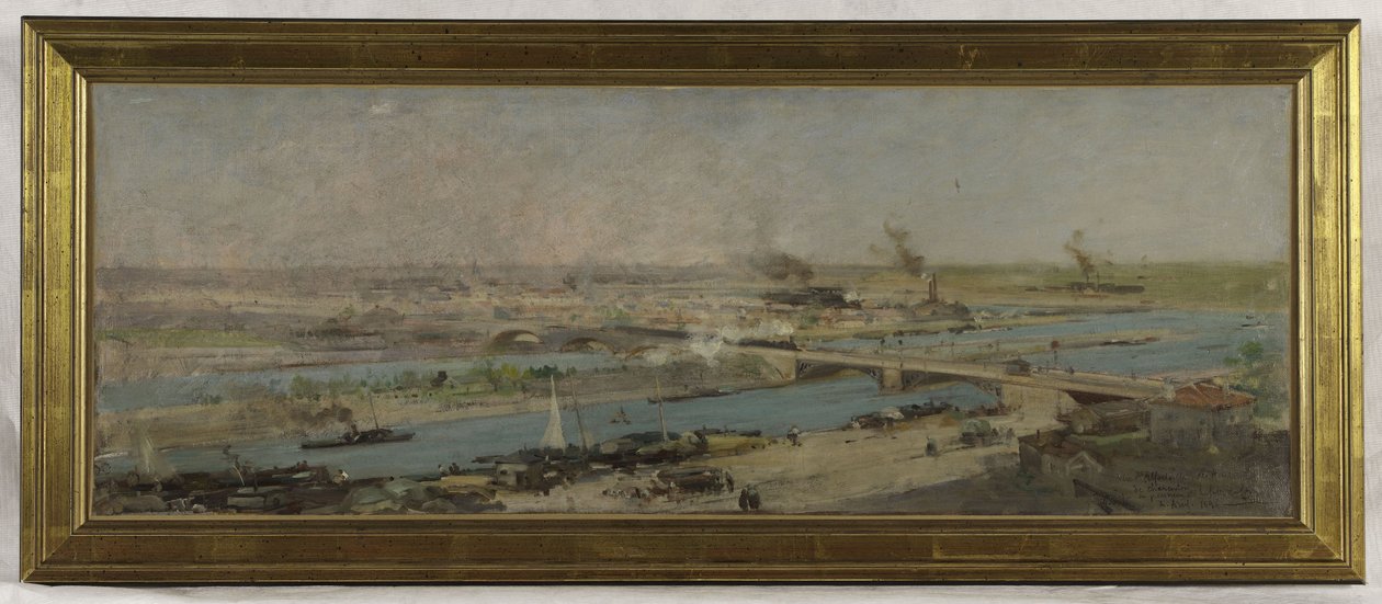 Schets voor de raadszaal van het stadhuis van Alfortville: Uitzicht op Alfortville vanaf de hoogten van Charenton door Raoul Joseph Arus