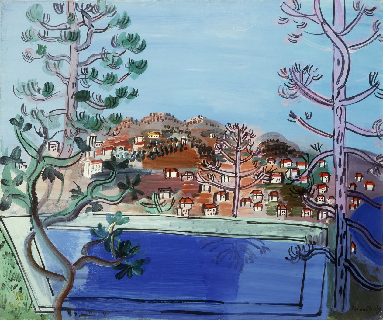 Een zwembad bij Golfe Juan; Reservoir bij Golfe Juan door Raoul Dufy