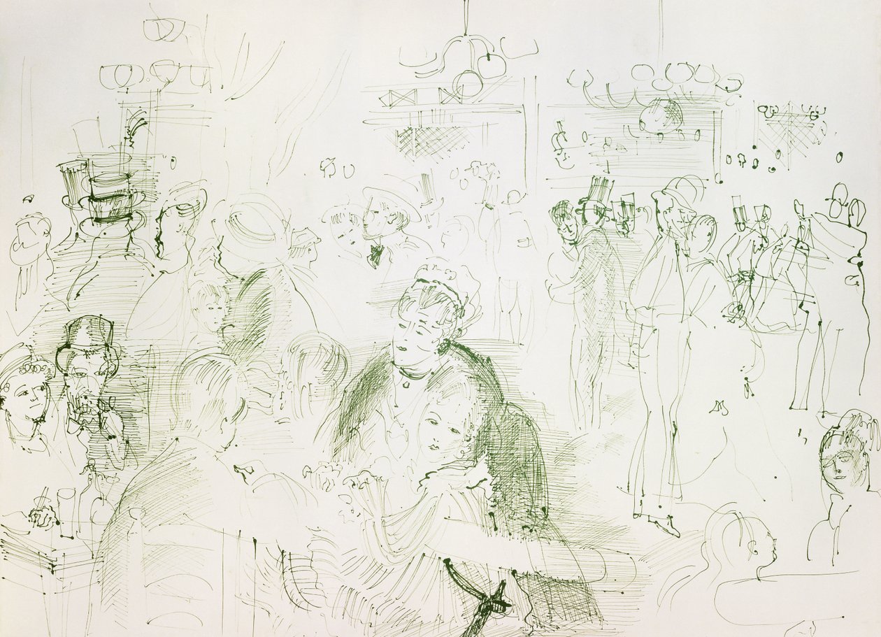 Bal in de Moulin de la Galette; Bal au Moulin de la Galette door Raoul Dufy