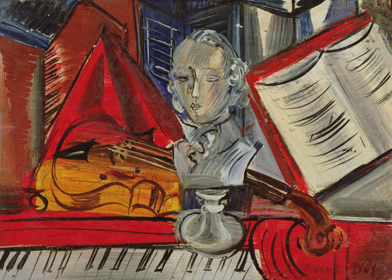 Hommage aan Mozart, ca.1945 (olieverf op doek) door Raoul Dufy