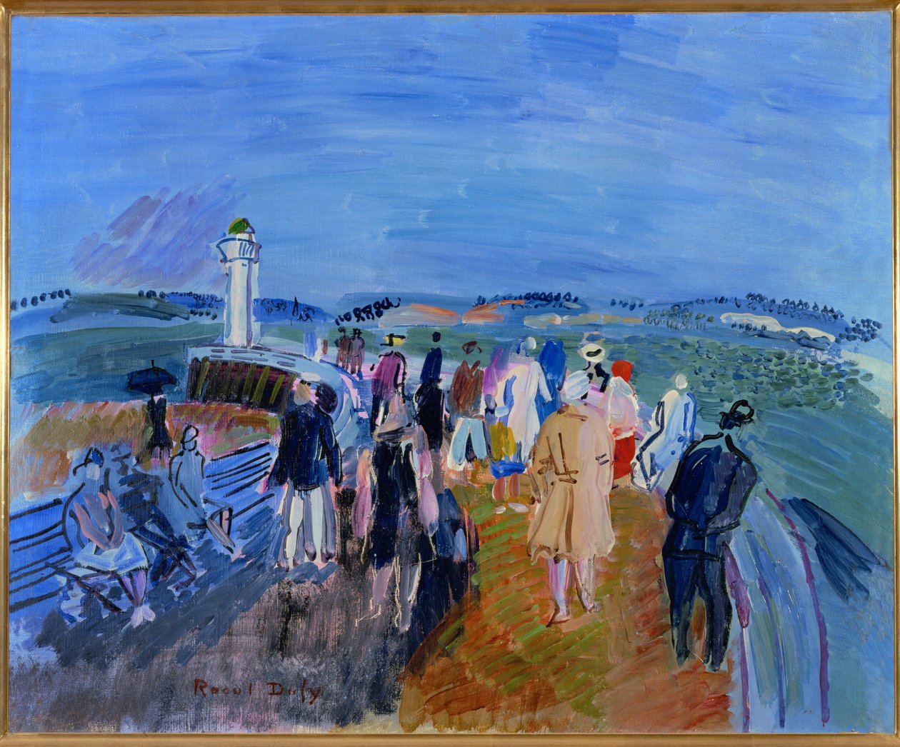 Jetee de Honfleur (olieverf op doek) door Raoul Dufy