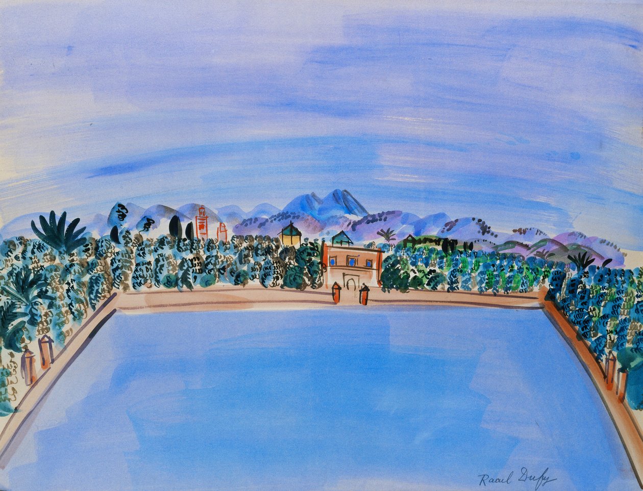 Le Bassin, Menara Gardens, Marrakech door Raoul Dufy
