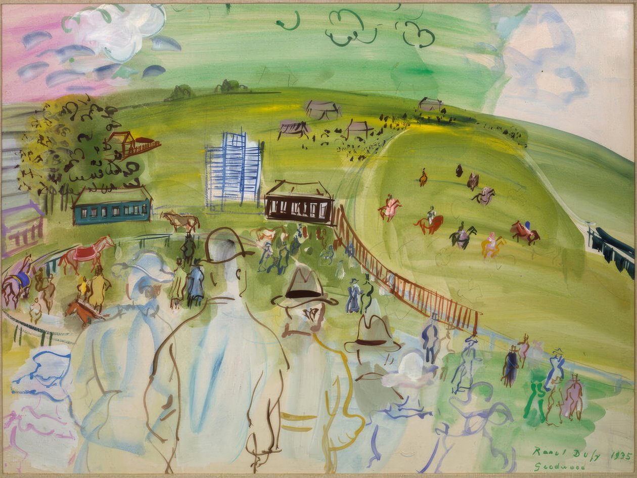 De renbaan (Goodwood) door Raoul Dufy