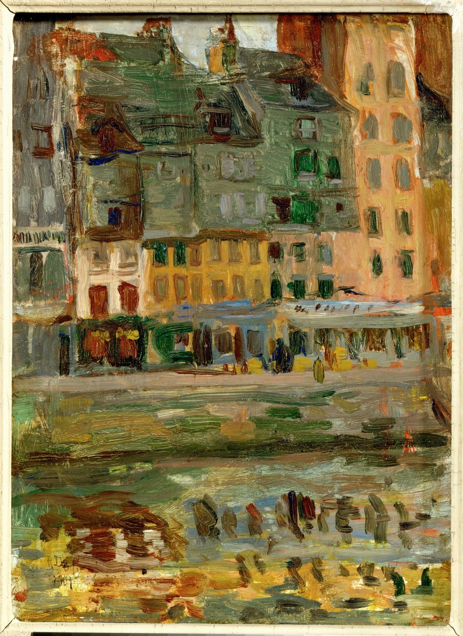 Le Bassin du Roy in Le Havre (olieverf op hout) door Raoul Dufy