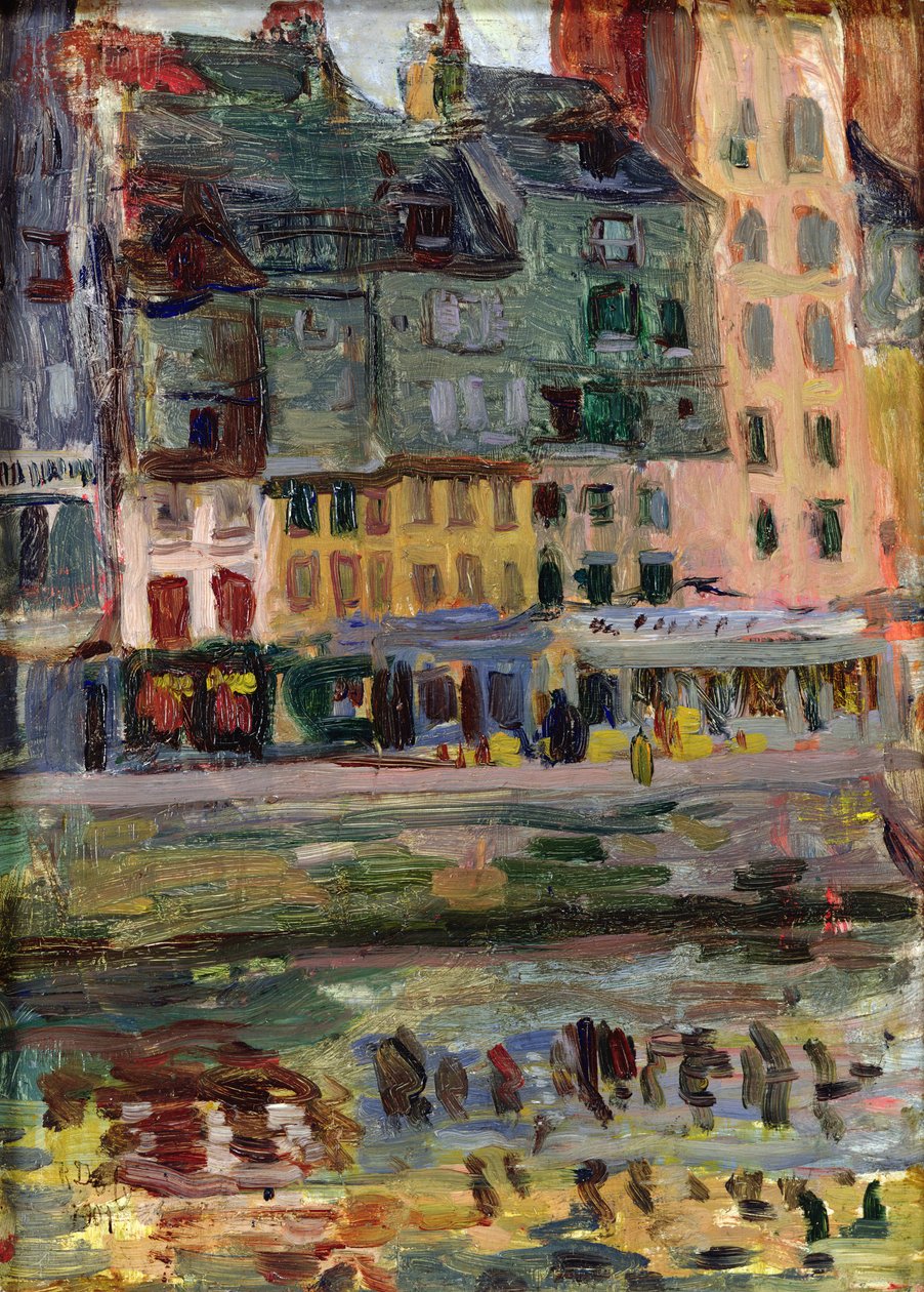 Oude huizen aan de haven van Le Havre door Raoul Dufy