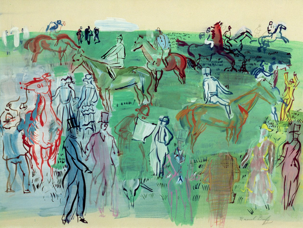 Racebezoekers op het grasveld door Raoul Dufy