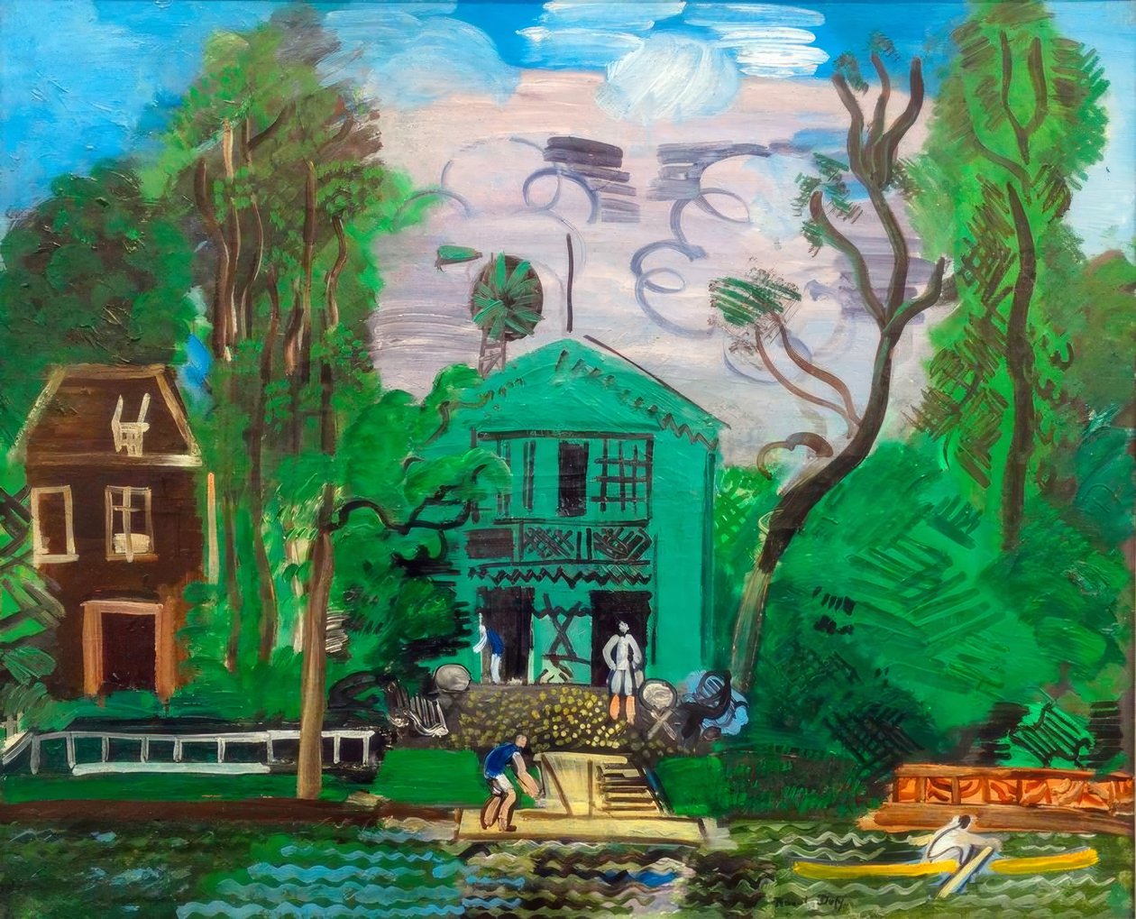 Rivier de Marne, de schippers door Raoul Dufy
