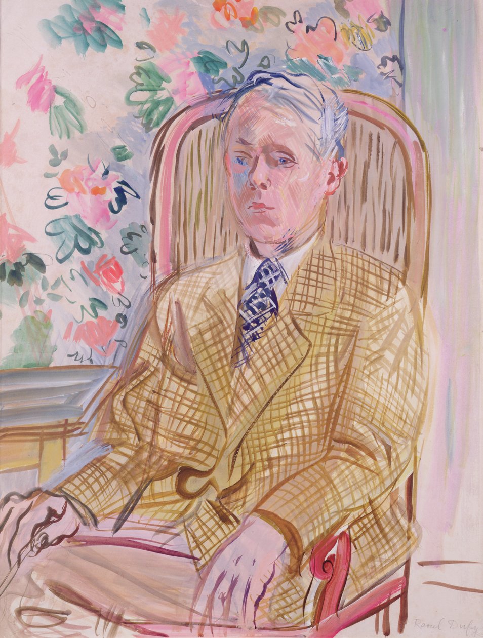 Zelfportret (aquarel op papier) door Raoul Dufy