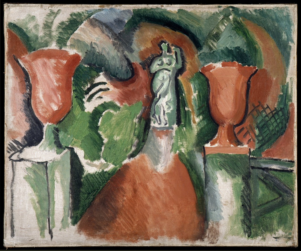 Standbeeld met twee rode vazen door Raoul Dufy