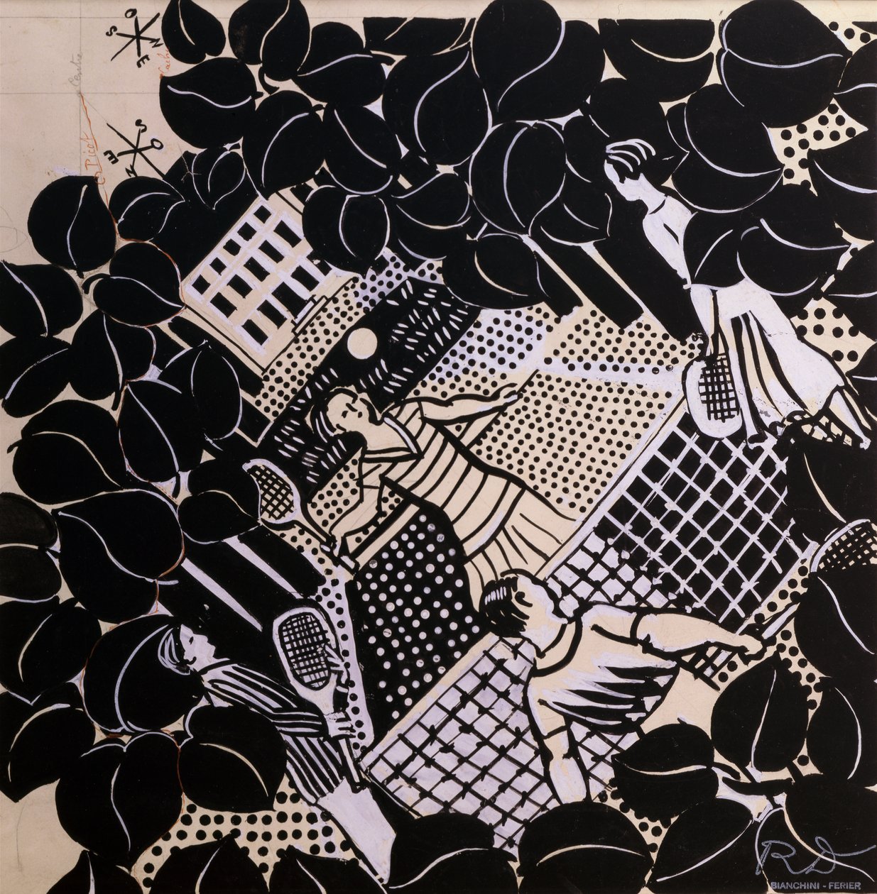 Tennis (pen  inkt en gouache op papier) door Raoul Dufy