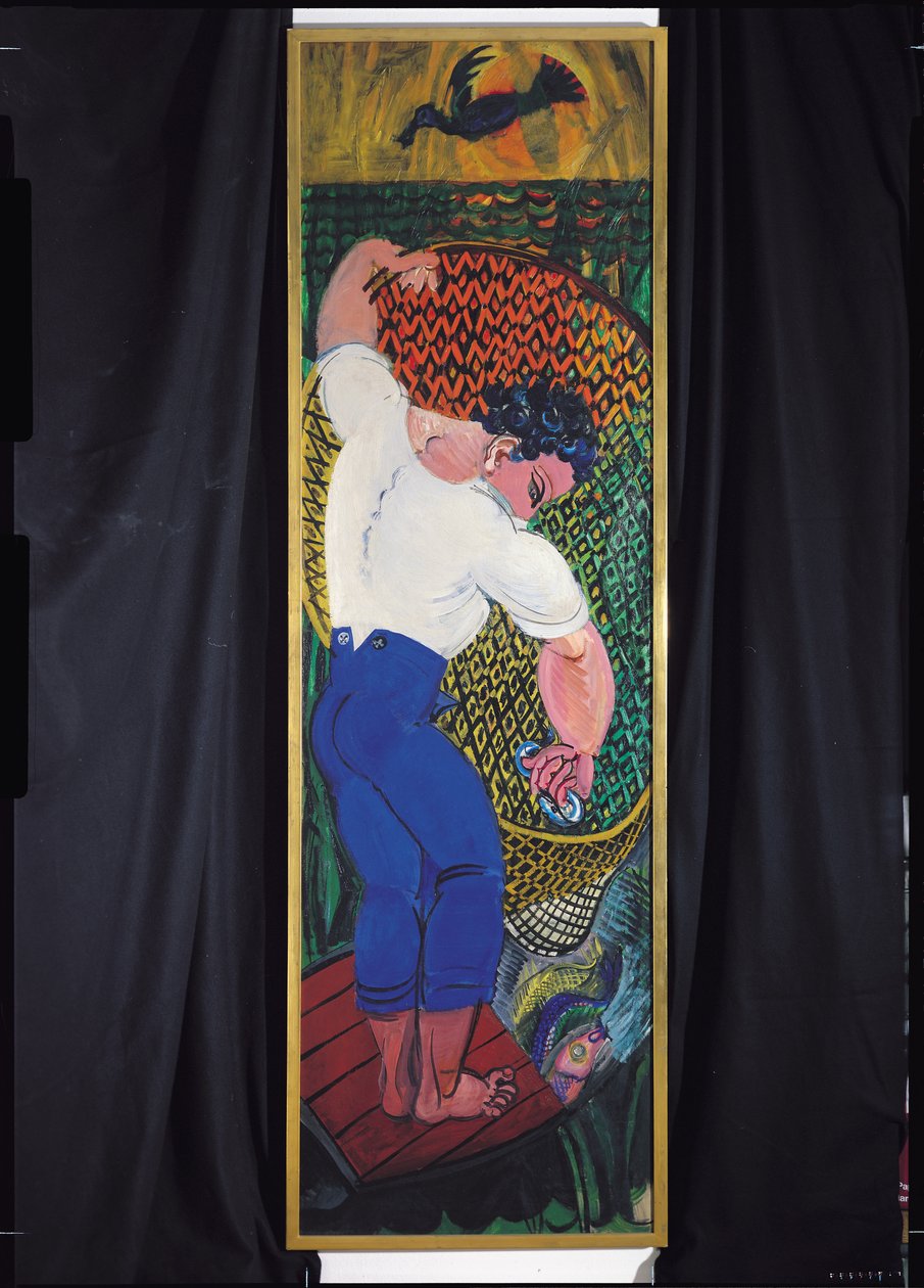 De visser met zijn net (olieverf op doek) door Raoul Dufy