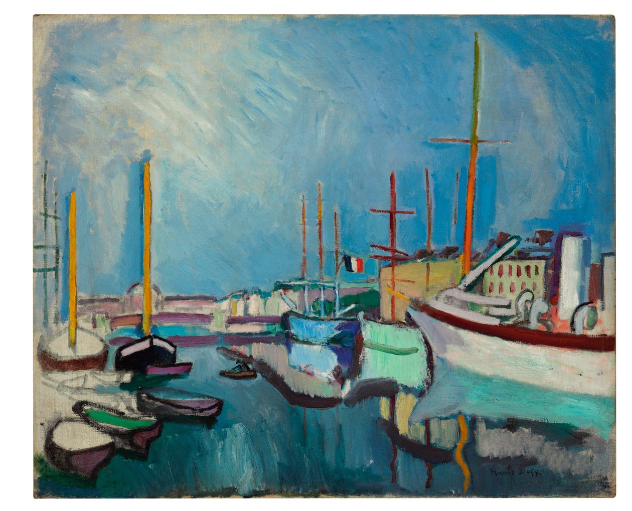 De haven van Le Havre, ca. 1905-1906 (olieverf op doek) door Raoul Dufy