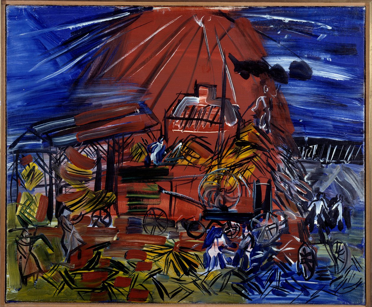 De Rode en Blauwe Depiquage, 20e eeuw (olieverf op doek) door Raoul Dufy
