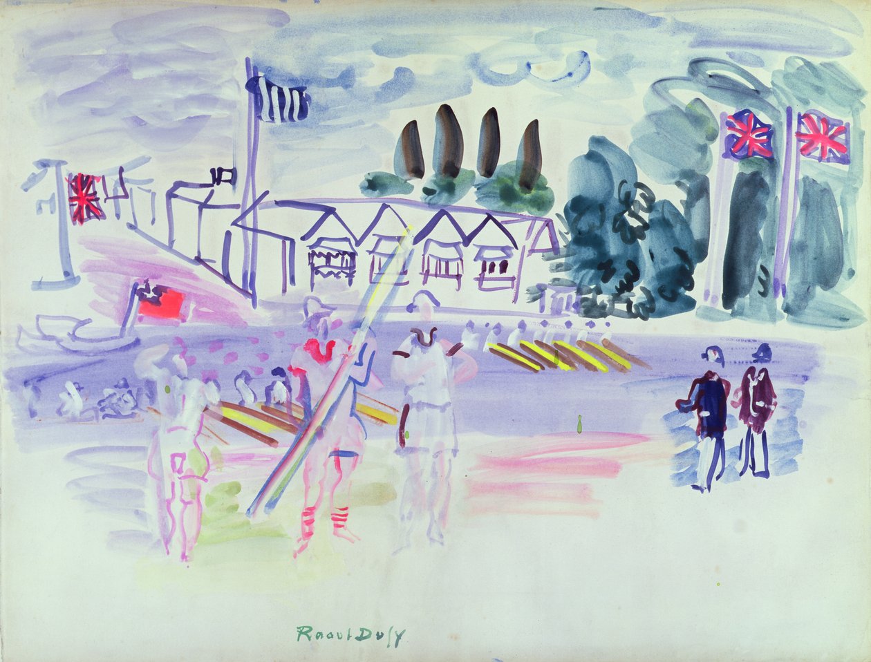 De regatta van Henley (aquarel op papier) door Raoul Dufy