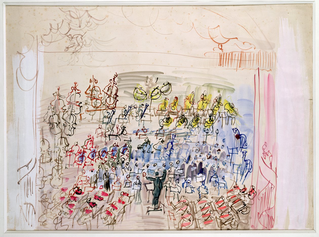 Het Symfonieorkest (aquarel op papier) door Raoul Dufy