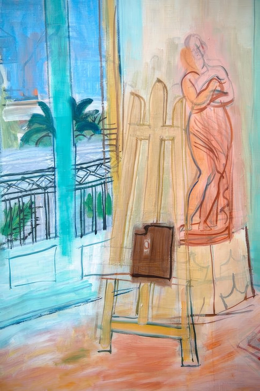 De studio van de schilder met het rode beeld door Raoul Dufy