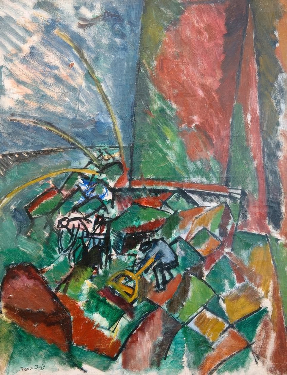Met sleepnetten bij de brug van Le Havre door Raoul Dufy