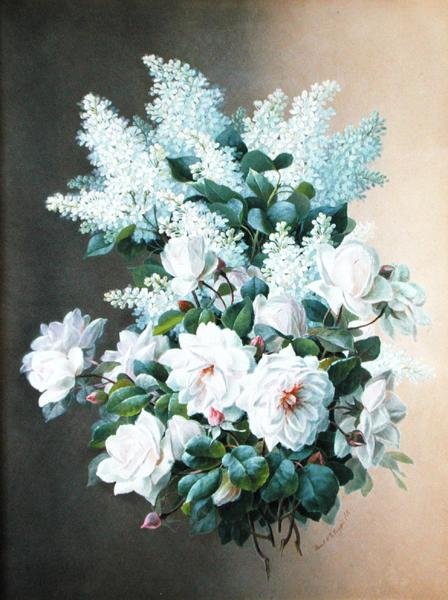 Seringen en rozen, ca. 1900 door Raoul M. de Longpre