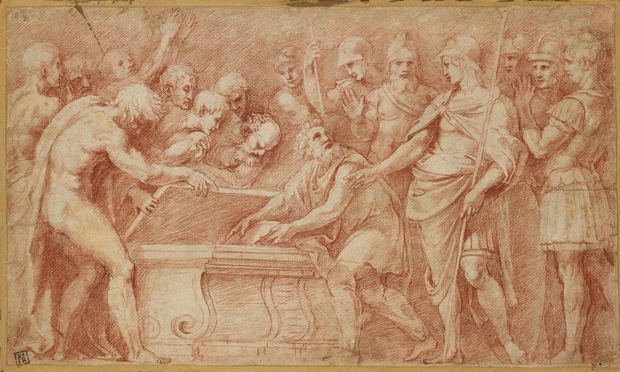 Alexander die de geschriften van Homerus in veiligheid brengt door Raffaello Sanzio Raphael