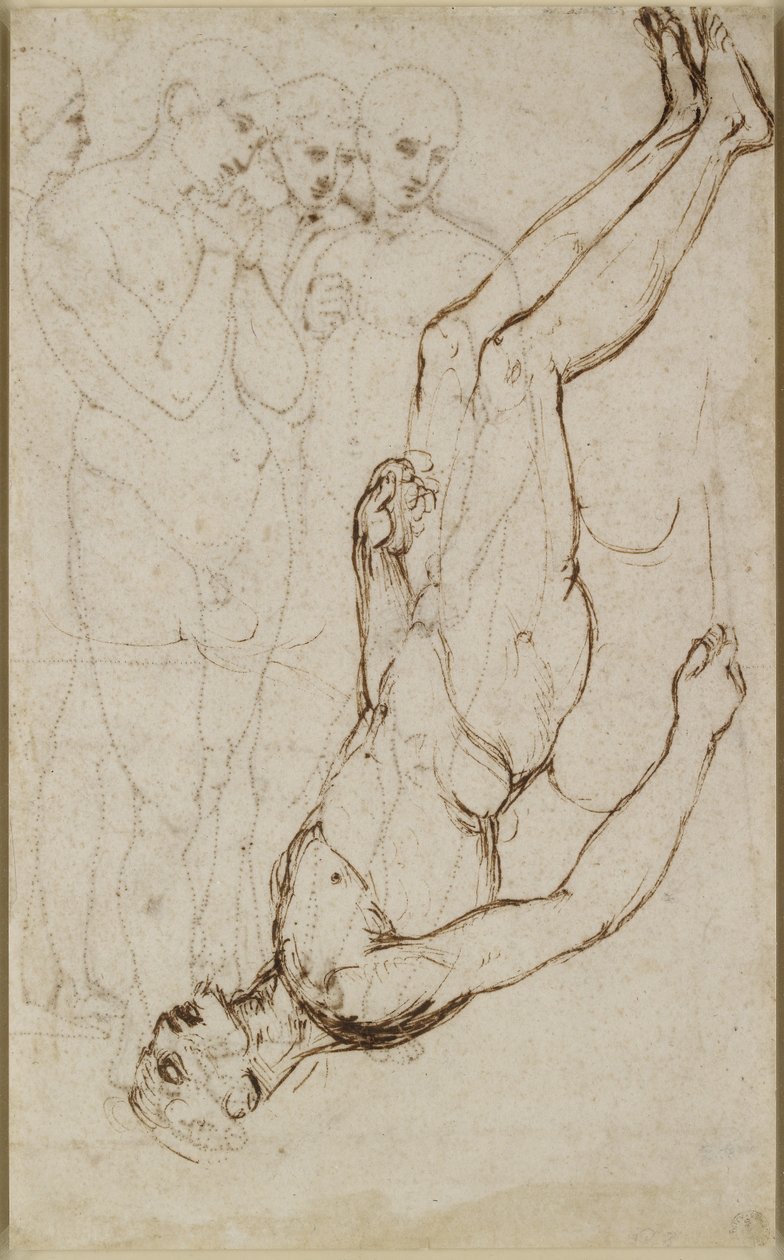 Studie van het lichaam van Christus in een Pietà (achterzijde) door Raffaello Sanzio Raphael