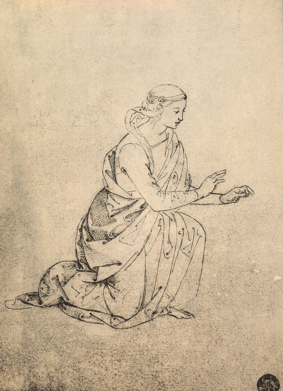Knielende vrouwelijke figuur door Raffaello Sanzio Raphael