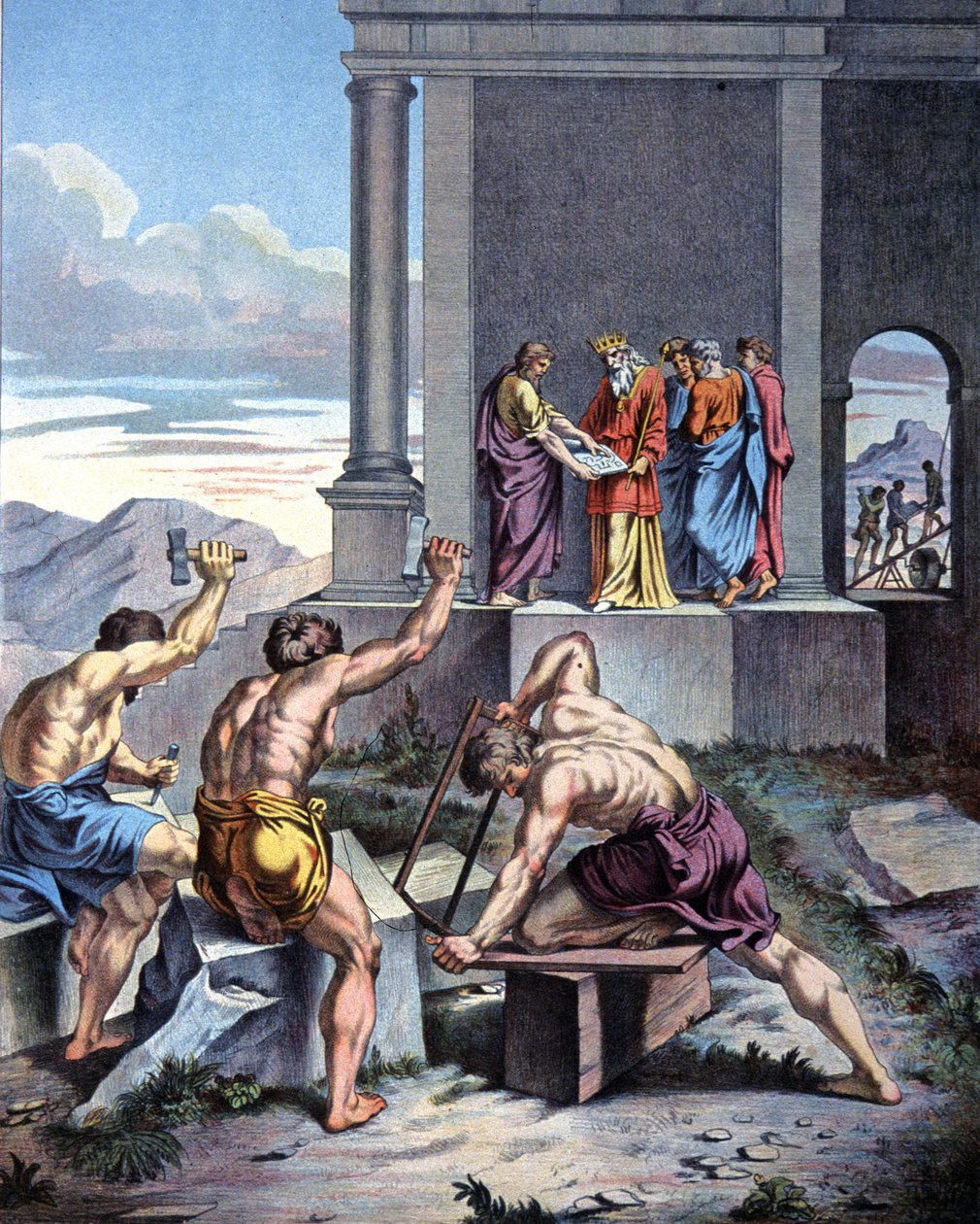 Bouw van de Tempel van Salomo door Raphael (1483 1520) (after)