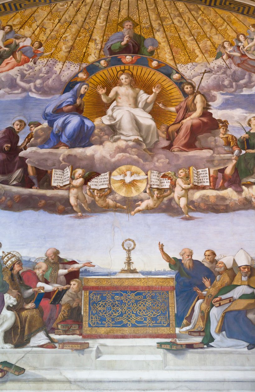 Dispuut over het Heilig Sacrament - fresco door Raphael door Raphael (1483 1520)