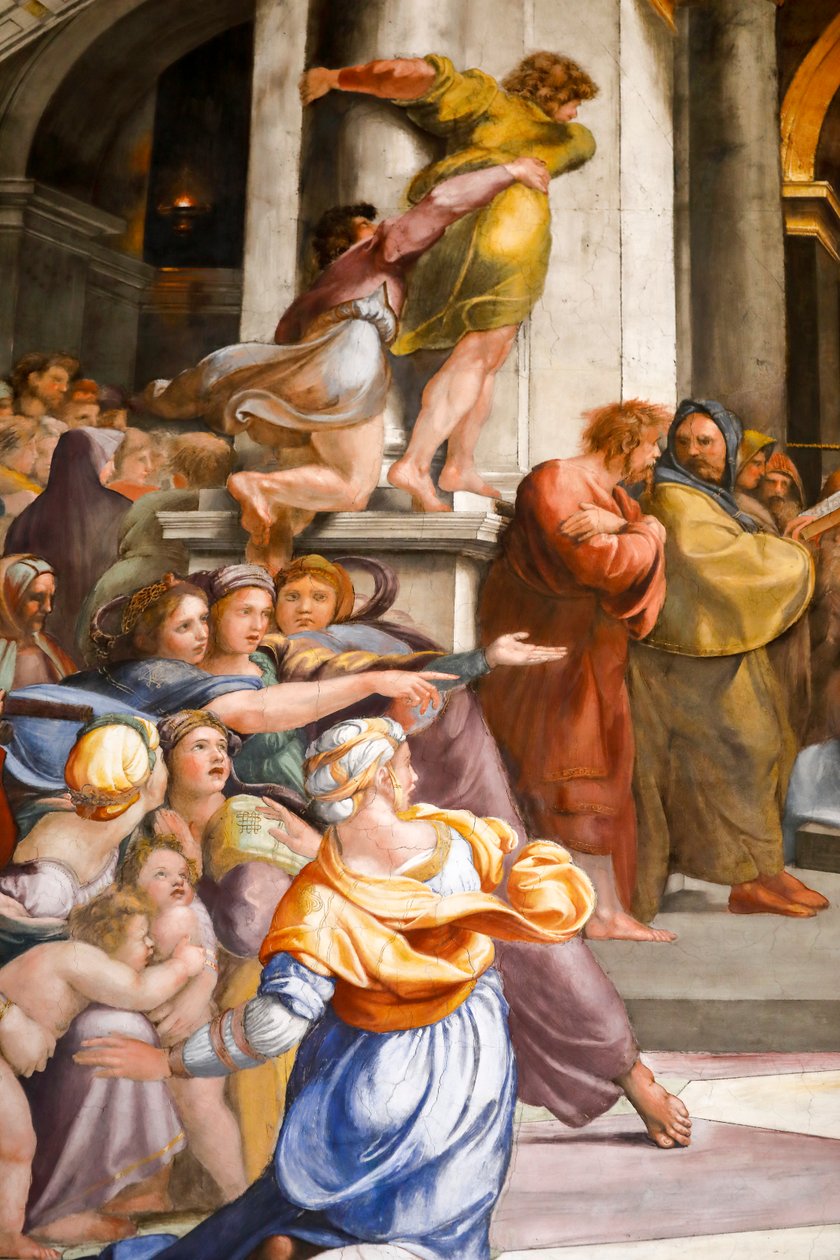 Verdrijving van Heliodorus uit de Tempel (detail) door Raphael